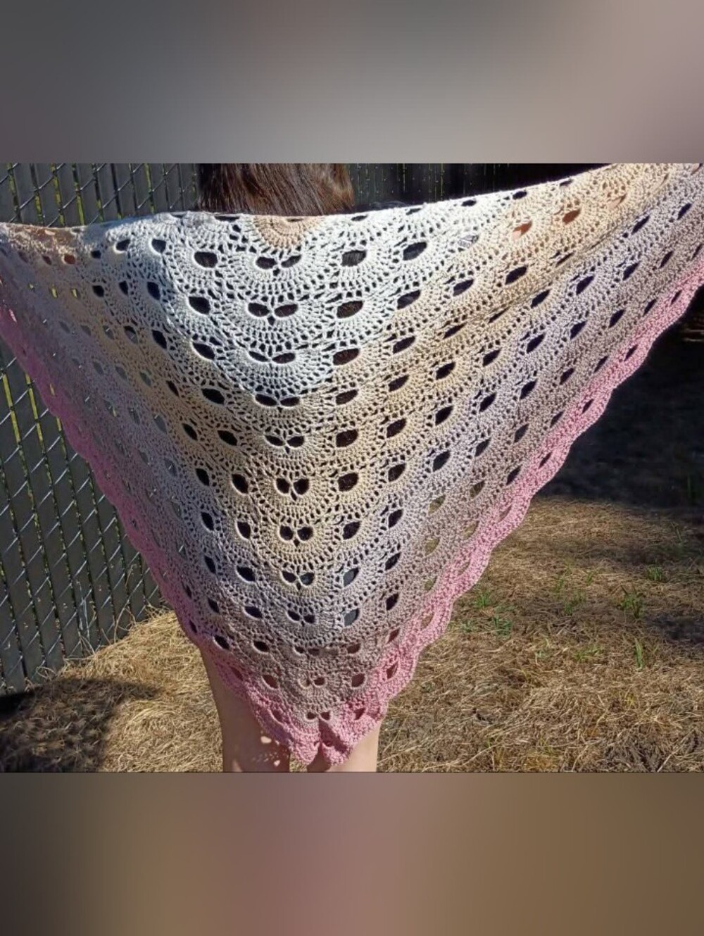 Handcrafted Lightweight crocheted triangle shawl wrap